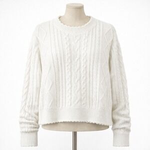 Classic White Cable Knit Sweater